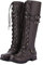 ORANDESIGNE Stivali Alti con Lacci Stivali Donna Stivali Adulto Fashion Stivali Invernali Scarpe da Donna Scarpe Stringate Basse Brogue Donna B Marrone 36 EU