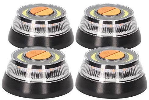 PMK GRUPO Luz V16 Homologada DGT [4Uds] | Luz Emergencia Coche Averia o Accidente [Visibilidad 1 Km] | Linterna con Base Imantada o Gancho para Colgar de Activación Sencilla IDIADA PC21020081