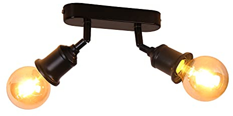 TWSXTE Decken Wandleuchte, Bar Spot im Retro Design, 2 ausrichtbare und drehbare Scheinwerfer, Vintage Deckenleuchte, E27 Fassungen, max. 60 W, （ohne Glühbirne