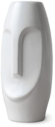 flature Gesicht Vase aus Keramik - Vase mit Gesicht abstrakt für Pampasgras, Boho Home Deko Vase 25cm Hoch, Nordisches Dekor，Keramikvase Weiß mit face, Wohnzimmer, Schlafzimmer, Esstisch Dekoration