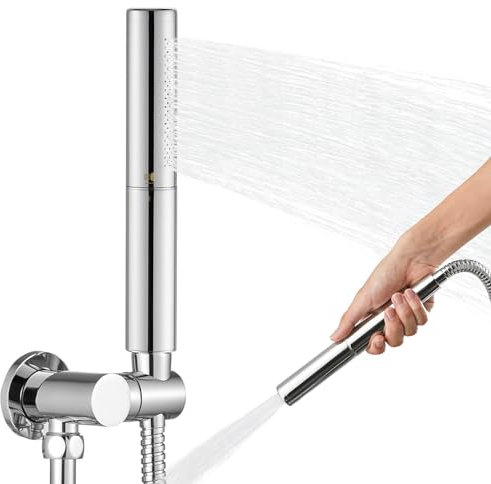 Heyalan Brass 2-in-1 Handheld Shower with Spray Gun & Shower Function, Chrome Finish, Includes Hand Shower Holder & Hose, Wall Mounted, Polished Chrome