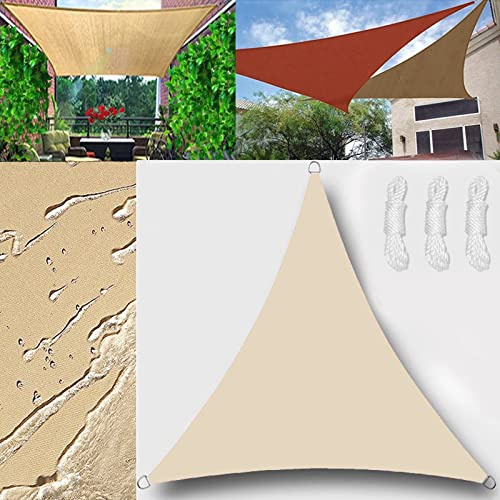 Tenda da Sole Tenda a Vela Impermeabile Rettangolo Quadrato Triangolare Tendalino 4x4x4m Tenda da Sole Telo Parasole Ombreggiante per Esterno Terrazzo Balcone Giardino Bianco Crema