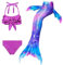 SPEEDEVE Meerjungfrauenschwanz Mädchen 3pcs Bikini Set,ohne Monoflosse,DH54,150
