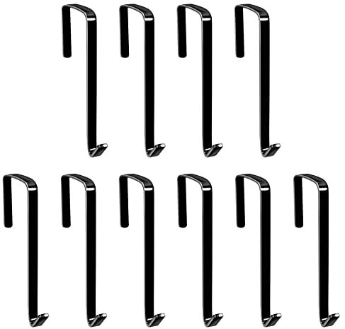 10 Pack über die Tür Haken, robuste einzelne Metall über Tür Kleiderbügel Galvanik Metallhaken zum Aufhängen, Handtücher, Kleidung, Taschen, Kabine, Bad verwenden (schwarz)
