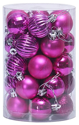 34 Stück Kunststoff Weihnachtskugeln,Christbaumkugeln Set Weihnachtskugeln Weihnachtsbaumschmuck Baumkugeln Weihnachtsbaum Deko Aufhänger Ornamente für Weihnachtsfeier ∅40mm, Rose