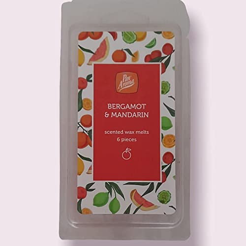 Pan Aroma Tea Lights Candle Wax | 6 Scented Wax Melts | Decorated Home | - Tea Light Wax Candle Melts (Bergamot- Mandarin, Pack of 1)