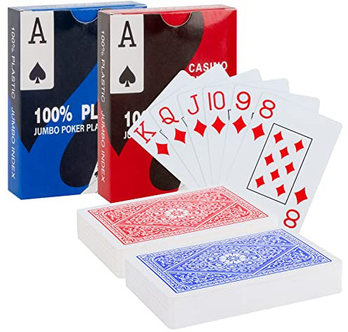 SWINILAYA 2 Deck Spielkarten - Standard HD Wasserdichtes Pokerkarten Kartenspiel – Ideal für Poker, Canasta, Skat, Romme & Blackjack