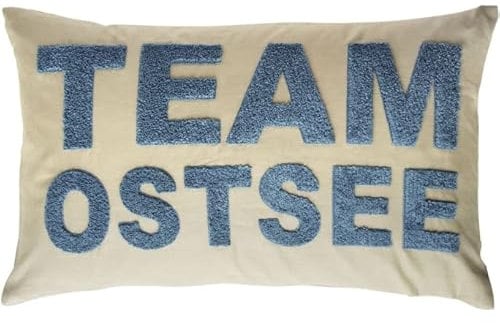 pad Team Kissenhülle 30x50 cm, Maritim, Buchstaben, Nautisch, Wohnzimmer, Blau-Weiß, 1 Stück