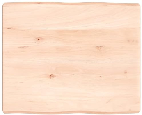 vidaXL Tischplatte, Holzplatte für Tisch Esstisch Couchtisch, Massivholzplatte Handgefertigt mit Baumkante, Ersatztischplatte, 60x50x(2-6) cm Massivholz Unbehandelt