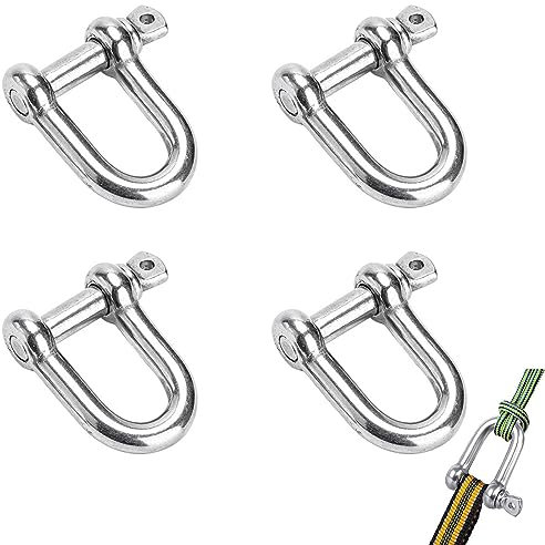 M5 Edelstahl Schraube Schäkel,D Ring Schäkel Sperren Schäkel,M5 D Schäkel,D-Schäkel Drahtseil Verbinder,Schäkel D-Form,Gerade kurze Form Schäkel für Takelung Drahtseil Stahlseil Kordeln,4 Stück