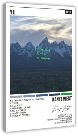 suffcind Musikposter Kanye Poster West Ye Album Cover Leinwand Poster Schlafzimmer Dekor Sport Landschaft Büro Zimmer Dekor Geschenk Rahmen-Stil 30 x 45 cm