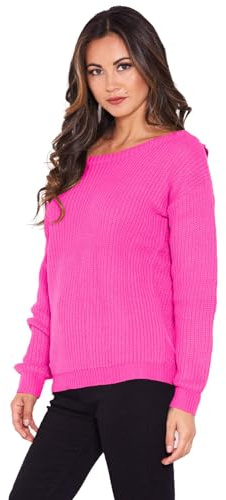 BSBAAA FASHIONS® Maglione largo da donna a rete, a girocollo, oversize, a maniche lunghe, vestibilità larga, taglie S-XXL