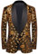 CARFFIV Männer Pailletten Samt Bühne Party Prom Hochzeit Abendessen Symmetrie Anzug Jacke Blazer,Gold,XL