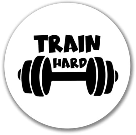 Huuraa Aufkleber Train hard Hantel Geschenk 10cm Sticker Train hard Geschenkidee