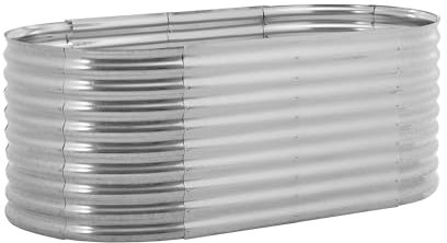 Uniprodo Uni_MGRS_05 Hochbeet aus Metall oval wetterfester Stahl (verzinkt) für Balkon, Terrasse oder Garten Kräuterbeet Gemüsebeet