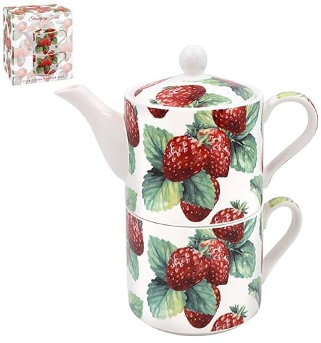 Lesser & Pavey 95776 Juego de té, Cerámica, Rojo, Blanco