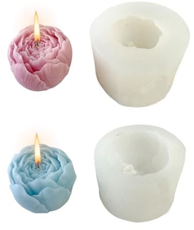 Rose Candle Mould, 2 Pcs 3D Rose Flower Silicone Mould Epoxy Resin Mold for Candle Making Handmade Soap Aromatherapy Fondant Cake Decoration DIY Craft Home Decor