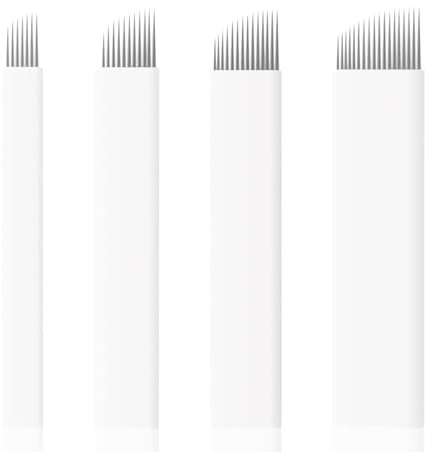 Lucxhcky Microblading-Nadeln, Augenbrauen-Microblade-Tattoo-Nadeln, 80 Stück, Metall, Fein, weiß