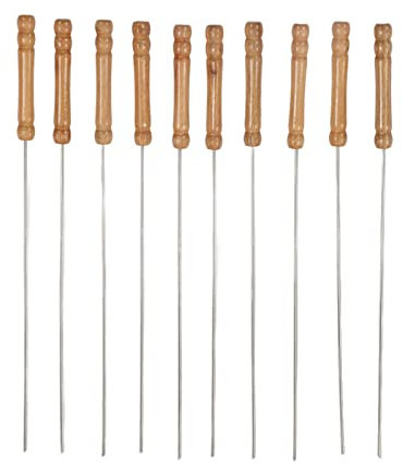 10 Uds. Brochetas Para Barbacoa, Prácticas Y Fiables Brochetas Para Barbacoa De Acero Inoxidable Para Carne, Pollo Y Verduras
