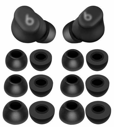IiEXCEL for Beat Solo Buds Memory Foam Tips, Ersatz S/M/L, kein Silikon, Schmerzen, bequem, geräuschreduzierend, Zubehör, kompatibel mit Beats Solo Buds 2024 Release – Schwarz