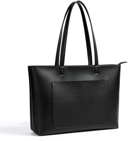 KALIDI Black Tote Bag Large Leather Work Tote Bags For Women Black Handbags For Women Tote Bag With Zip For School Uni