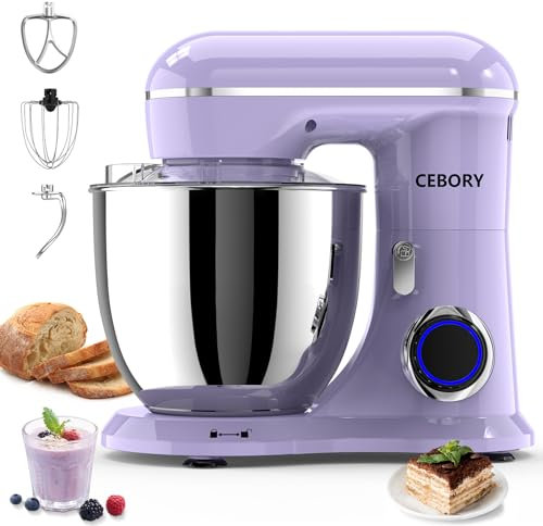 CEBORY - Miscelatore elettrico 3 in 1, ciotola da 6 litri e 10 velocità, miscelatori alimentari domestici includono gancio per impasto, frusta e frusta, mixer per pane per