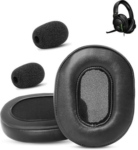XRHTONG Hochwertige Ersatz-Ohrpolster kompatibel mit Roccat Khan Aimo 7.1 Surround Gaming-Headset Ohrpolster (Premium Schafsleder/Viscoelastischer Schaum)