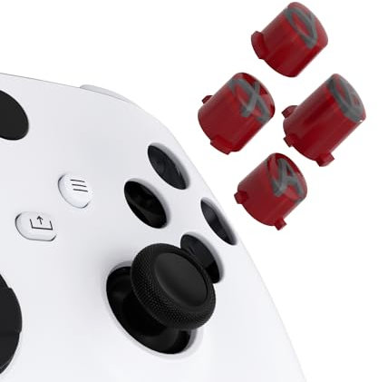 eXtremeRate Boutons ABXY pour Xbox Series X/S Manette, Boutons Tricolore avec Symbole Cassique ABXY pour Xbox One S/X, Elite V1/V2, Rouge Carmin Clair avec Gris