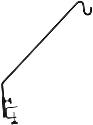 OFFSCH Outdoor Hook Wind Chime Hanger Heavy Duty Deck Hook Clamp on Deck Hangers Adjustable Plant Brackets Shepherds Hook for Bird Feeder Fence Deck Hook Fence Hooks Deck Hooks