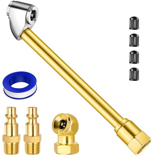 LUMITECO Juego de portabrocas de aire de doble cabeza, portabrocas de bola cerrada resistente con enchufe rápido NPT macho de 1/4 pulgadas para conexión rápida de 2 vías, kit de llenado de aire de