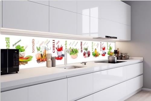 Dimex Küchenrückwand Folie Selbstklebend GEWÜRZ 420 x 60 cm | Klebefolie - Dekofolie - Spritzschutz für Küche | Made in EU