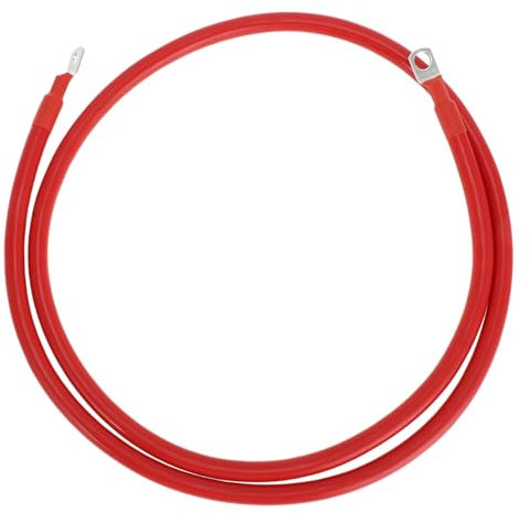 VekAuto 1 Pc Cable De Inversor De Batería 2 AWG Calibre 5Ft 3/8 Lug 5/16 Lug Cable De Batería Universal para Coche Vehículo Barco RV Solar Cobre Estañado Rojo