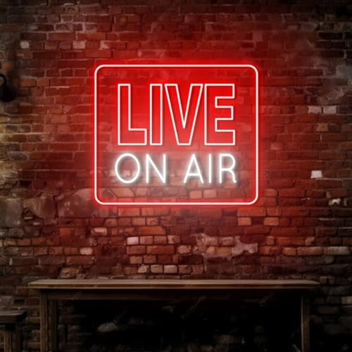 HFHungkeong Live On Air Neonlicht Schild Buchstaben,LED Aufnahme Wandkunst-Lampe für Studio, Schlafzimmer, Spielzimmer, Party, Live-Streaming-Schild für Twitch,Tiktok,Gamer, 5 V USB-Stromversorgung