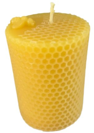 Bienenwachskerze Wabenkerze rund 7 cm handgegossen Muster