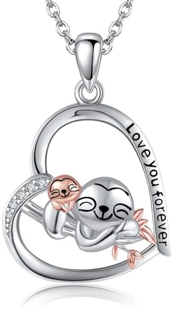 POPLYKE Herz Halskette für Frauen 925 Sterling Silber Tier Anhänger Halskette Liebe Herz Anhänger auf 18 Kette mit 2 Verlängerung