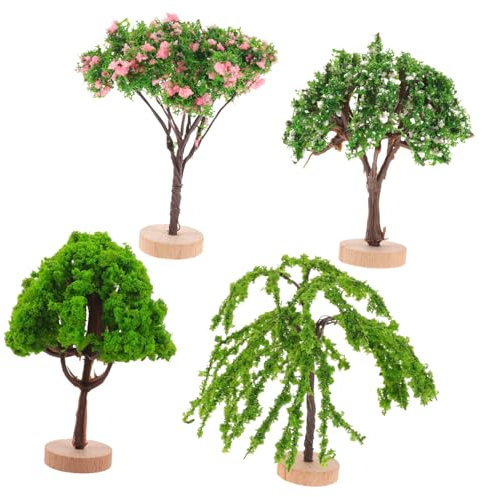 EXCEART 4 künstliche Mini Palmen als Hängepflanzen Set aus grünem Kunststoff für kreative Bastelprojekte und Deko Ideen mit naturgetreuen Baumfiguren in Kleiner Größe