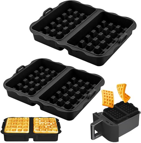 SilverChry 2Pcs Moule Gaufre Silicone, Moule Silicone Air Fryer Ninja, Plat Silicone Air Fryer Ninja, Accessoires Plaques Gaufres, Accessoire Air Fryer Ninja