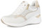 inblu Scarpe da Ginnastica Donna Colorate e Strass Laterali con Leggero Tacco, Chiusura con Lacci e Cerniera, Bianco, 36 EU