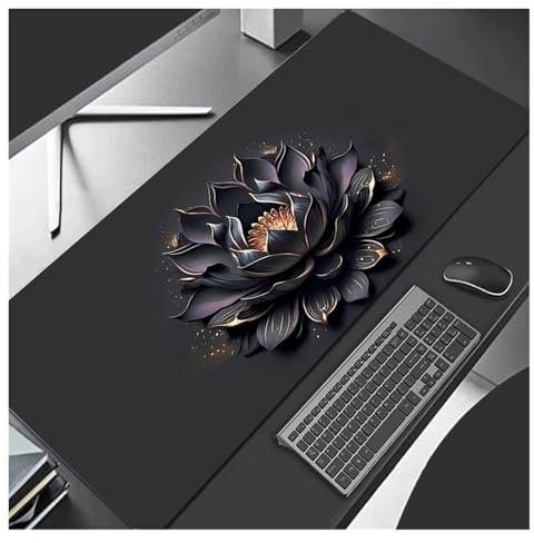 HUANGSHIJUNOUS Tapis de Souris Accessoires de Jeu Notbook Ordinateur Speed ​​Pc Gamer Clavier Tapis de Bureau Noir Lotus Big 80x30 Tapis de Souris(80x30cm)