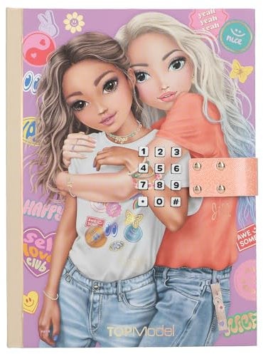 Depesche 13621 TOPModel Girl Power - Tagebuch mit Zahlen-Code und Sound, Buch in Pink, mit Model Motiv und 192 linierten Seiten