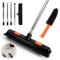 Handle Rubber Broom with Squeegee - Silicone Carpet Brush Pet Hair Remover 140 cm Long Handle, Rubber Sweeping Brush and Pet Hair Removal Brush Set for Rug, Tile, Hardwood Floor Cleaning