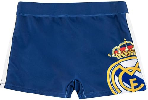 Boxer de Baño Real Madrid para Niños, Bañador Infantil Oficial Ajustado y Cómodo | Calzoncillo Natación con Escudo para Playa y Piscina