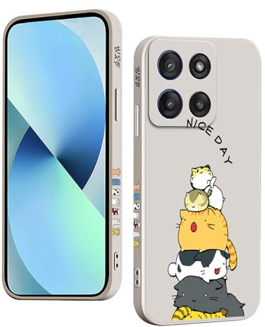 YUXING Silikon Hülle für Motorola Moto G56, Mode Muster Niedlich Handyhülle, Stoßfest, rutschfest, Langlebige, Ultra Dünn Schutzhülle (Cat,White)