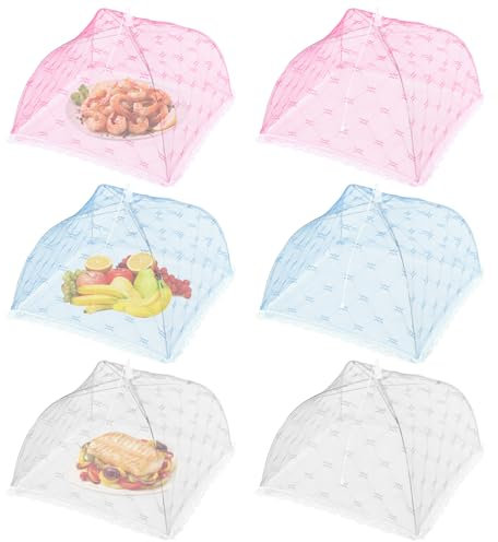 Dzmuero Frutero con Tapa, 6 Piezas Cubierta Protectora Alimentos, Malla Transpirable, Cubierta Plegable para Alimentos de Exterior y Cocina, Previene Moscas, Insectos (30 * 30 cm)
