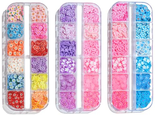 SIAOBIULYG 3 Boxes Colorful Candy Fruit Flower Slices Charms 3D Polymer Slices Charm Mini Clay Slices Charms Resin Charm for Nail Art DIY Crafts Mobile Phone Cases Mirrors Necklaces Hair Clips
