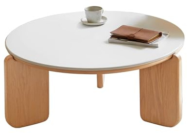YESWOOD Couchtisch Rund Ø80 cm, FAS-Eiche, Keramikplatte, Wohnzimmer | Moderner Wohnzimmertisch mit robuster Oberfläche, natürlicher Holzstruktur und komfortabler runder Gestaltung für das Zuhause