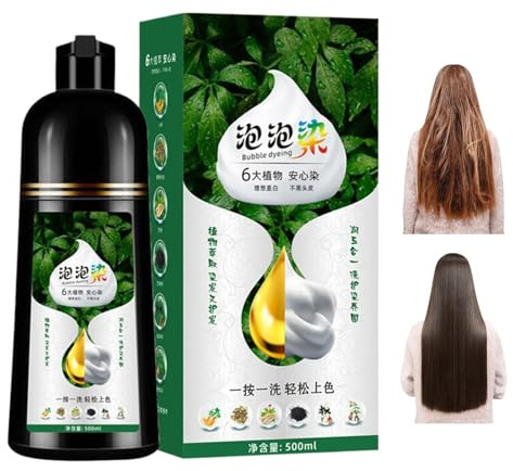 Champú de tinte para el cabello espumoso, cobertura gris, 500 ml, producto colorante de espuma natural para mujeres hombres viajeros ocupados salón de casa