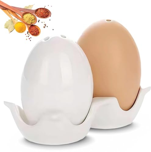 Divertidos saleros y pimenteros de huevo salero y pimentero, divertido juego de cerámica en forma de huevo, dispensador de condimentos con bandeja para restaurante