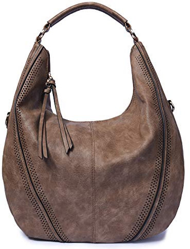 Kossjaa Damen Handtasche Alltag Frauen Schultertasche braun umhängetasche schwarz Vintage Tasche hobo Bag (Schokolade)