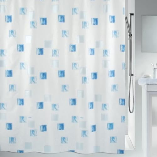 Spirella Rideau de Douche Polyester Milano 240x180cm Bleu Ciel & Blanc